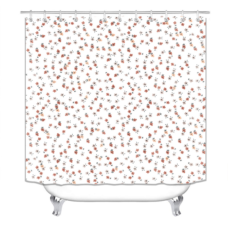 Transfronterizo Comercio electrónico caliente HD Impresión digital poliéster impermeable pequeño floral baño Hotel ducha cortina fábrica suministro directo