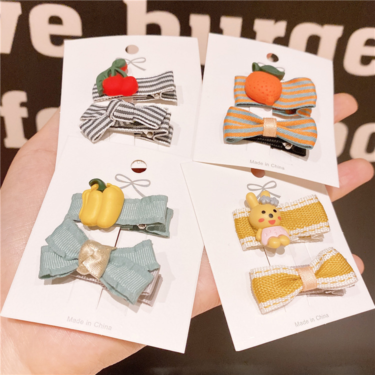 Nuevos accesorios para el cabello del bebé Bangs clip de horquilla para niñas clip de tocado a cuadros arco cartón traje horquilla para niños