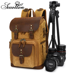 Seven-color cotton casual backpack photography bag Waterproof canvas SLR digital bag Retro contrasting color camera backpack