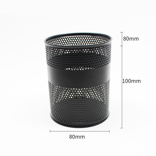 Multifunctional business iron mesh pen holder office desk stationery round metal pen holder pen holder logo