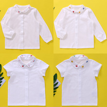 2025年新款童装卡通熊兔刺绣领衬衣日式儿童内搭T恤 代发