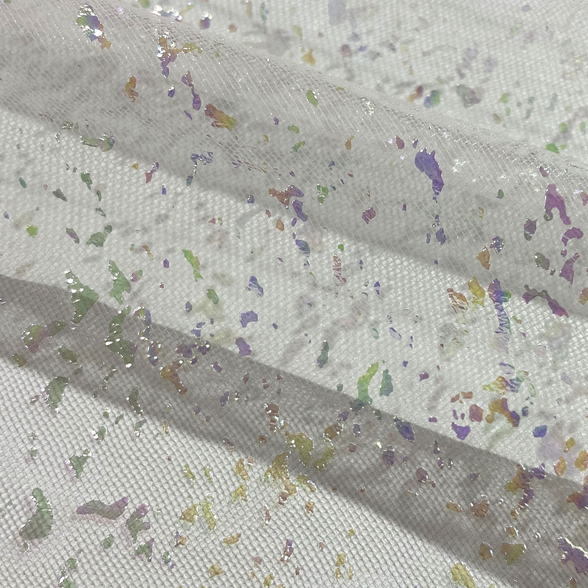 Xiaoyuan spot nueva ropa de niñas fantasía de color desordenado punto de estampado dorado hilo de malla de estrellas tela de embalaje de flores