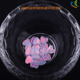 平底心形无树脂欧泊珠宝首饰镶嵌戒面 透明耐高温澳宝爱心欧珀石