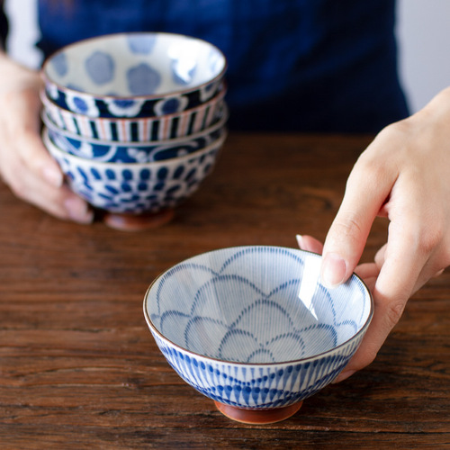 西田木雨  日本进口美浓烧中号碗日式陶瓷餐具吃饭米饭碗陶瓷小碗
