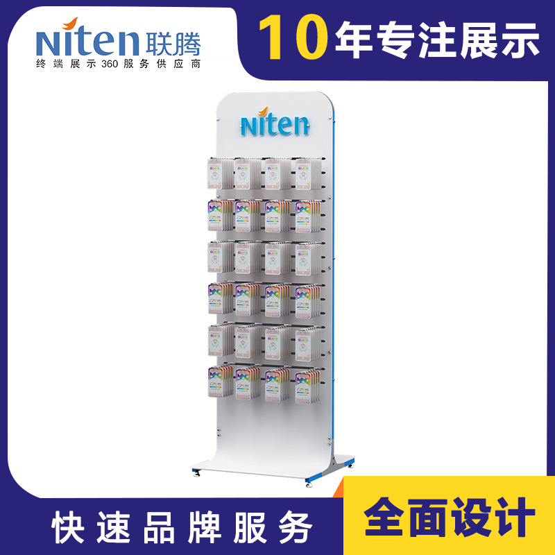 双面电器展示架洞洞板挂钩展示架带轮子展架 烤漆铁陈列架可拆装