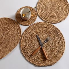 Japanese natural handmade gourd grass woven cups, bowls, pots and pans, insulated anti-scalding placemats, home dining table mats shot