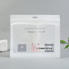 White translucent thickened cartoon printed plastic packaging bag High sealing plastic zipper packaging bag