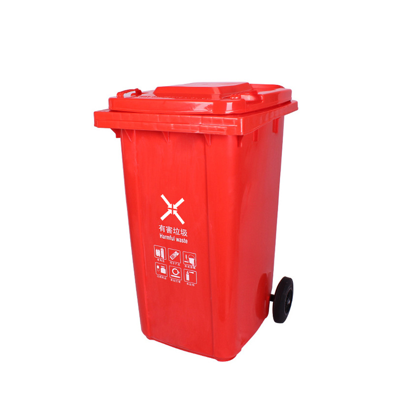 Cubos de basura de plástico para exterior de 120L/240L, con pedal y ruedas, para gestión de residuos o propiedades, fabricante