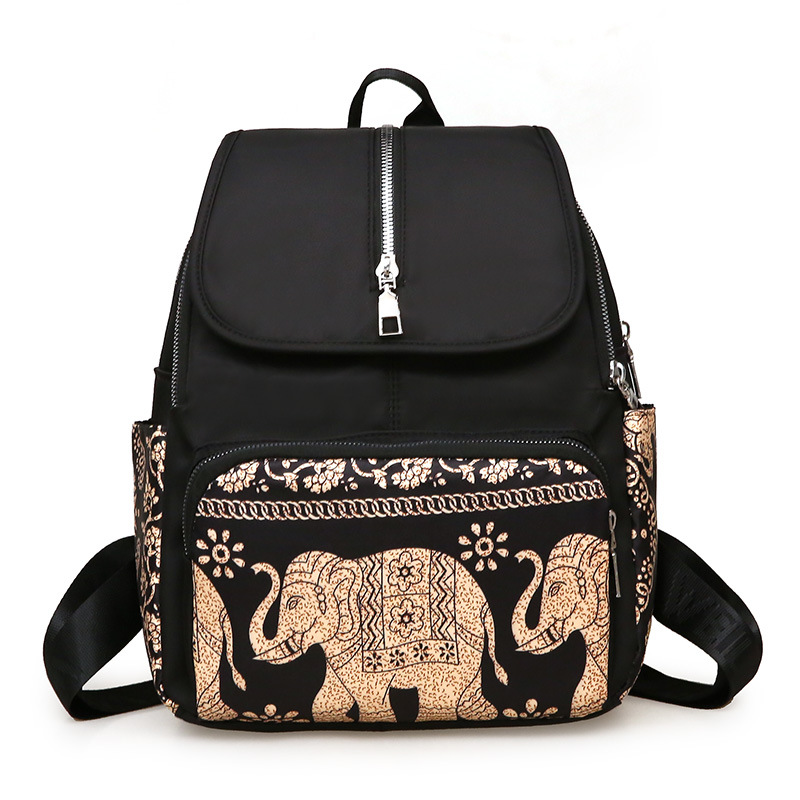Estilo étnico chino de moda patrón impreso mochila de las mujeres de tela Oxford viaje de ocio ligero de gran capacidad mochila