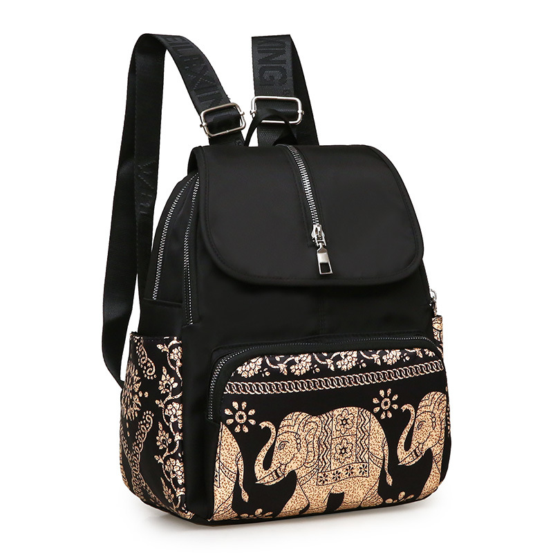 Estilo étnico chino de moda patrón impreso mochila de las mujeres de tela Oxford viaje de ocio ligero de gran capacidad mochila