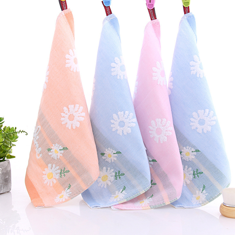 Cotton Small Towel Manufacturer Wholesale Kitchen Bathroom Hand Towel Absorbent Soft Household Cartoon Thickened Small Square Towel