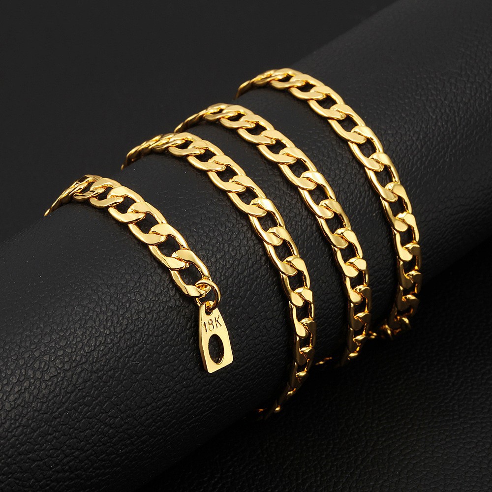 Nuevo collar lateral de 6 mm chapado en oro para hombre_voghion.com