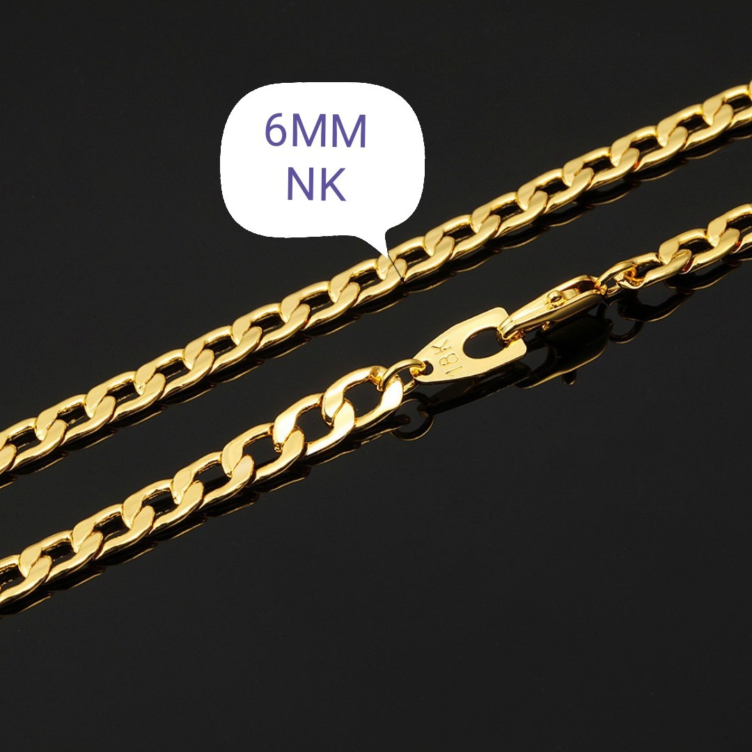 Nuevo collar lateral de 6 mm chapado en oro para hombre_voghion.com