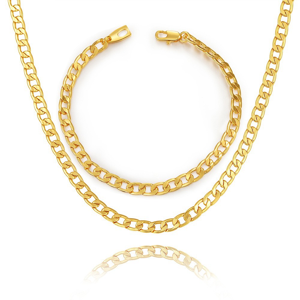 Nuevo collar lateral de 6 mm chapado en oro para hombre_voghion.com