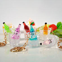 工厂直销PVC仿真冰镇鸡尾酒钥匙扣挂件趣味玩具活动旅游纪念