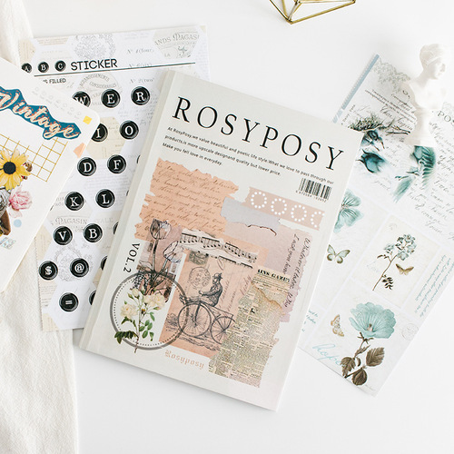 Rosy Posy Gentle Lifestyle Magazine Notebook Material Diary Sticker DIY Handwritten Decoration Sticker