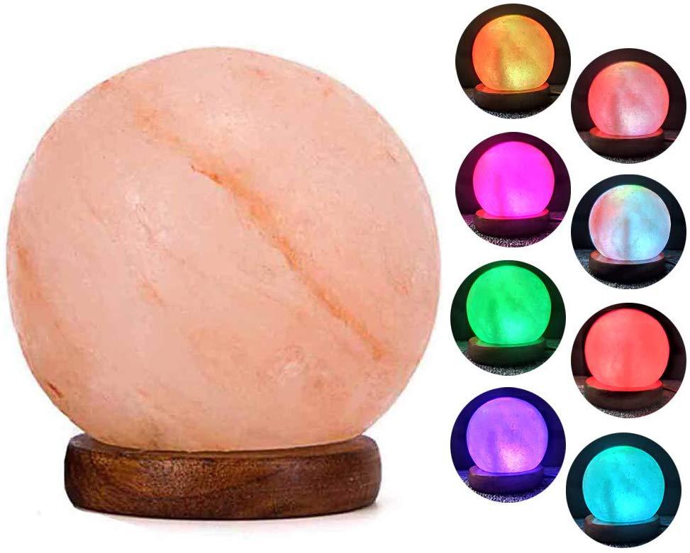 Lámpara de sal lámpara de sal de cristal del Himalaya que cambia de color colorido USB lámpara de sal natural lámpara de piedra de sal lámpara de noche luz de noche