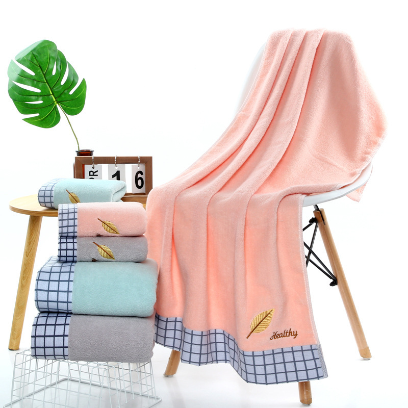 Pure Cotton Embroidered Gold Leaf Adult Large Bath Towel Enlarged and Thickeneded Towel Gift Box Home Daily Use Welfare Logo Absorbs Water