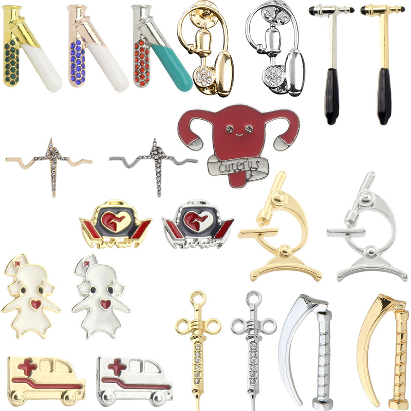 Insignias y alfileres médicos para doctor, enfermera, ECG, ambulancia, dentista – equipo médico decorativo.