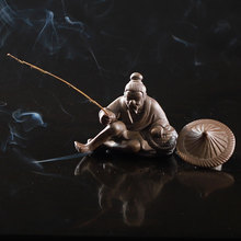 好石寨 紫砂工艺品创意陶瓷家居摆件姜太公钓鱼盆景假山装小摆件