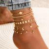 Set, ankle bracelet with tassels handmade, simple and elegant design