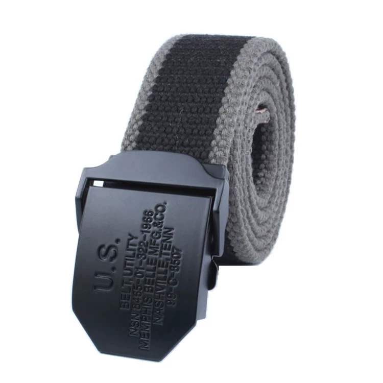 Men's black cloth woven travel adjustable belt