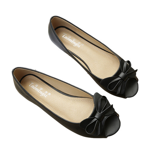 Sandals Women's 2024 Autumn New Style Fish Mouth Mom Shoes Gentle Bow Anti-Slip Soft Sole Shoes Large Size Women's Shoes