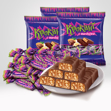 俄羅斯紫皮糖KDV巧克力味夾心糖果零食結婚喜糖500g批發
