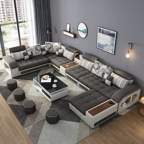 Technology cloth latex sofa living room combination modern simple household fabric sofa large and small apartment cloth sofa sofa