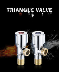 Three-way brass-colored interface cold and hot home use one inlet two outlets toilet hot water diverter valve switch