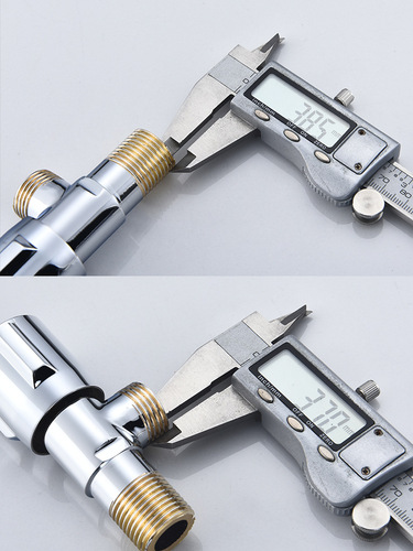 Three-way brass-colored interface cold and hot home use one inlet two outlets toilet hot water diverter valve switch