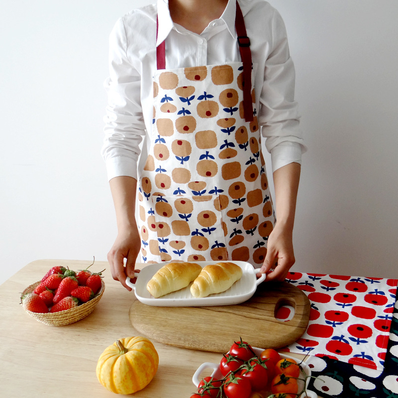 Nordic Style Cotton Home Print Adult Apron_voghion.com