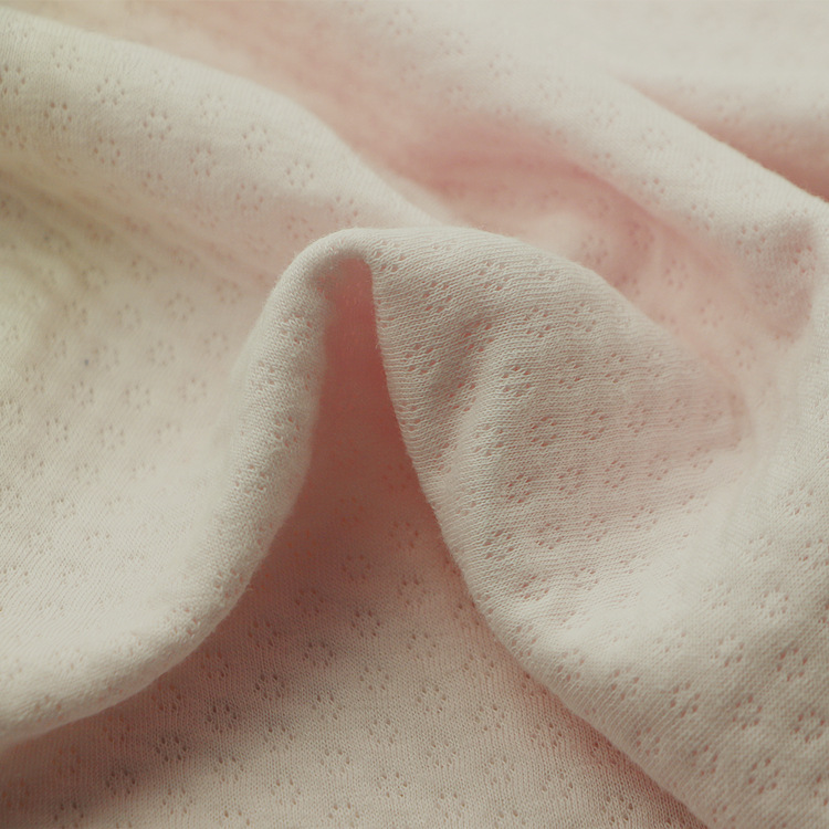 女装童装口罩面料六点雪花型针织纬编棉涤色织提花夹丝3D空气层布