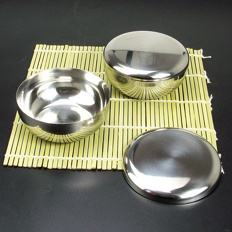 Korean-style thickened steamed rice bowl soup rice bowl stainless steel single-layer covered bowl Korean-style kimchi bowl Korean-style thickened steamed rice bowl soup rice bowl stainless steel single-layer covered bowl Korean-style kimchi bowl