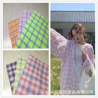 爆款 夏装防晒衬衫面料 全棉格子布 糖果色 休闲 男女 童装等面料