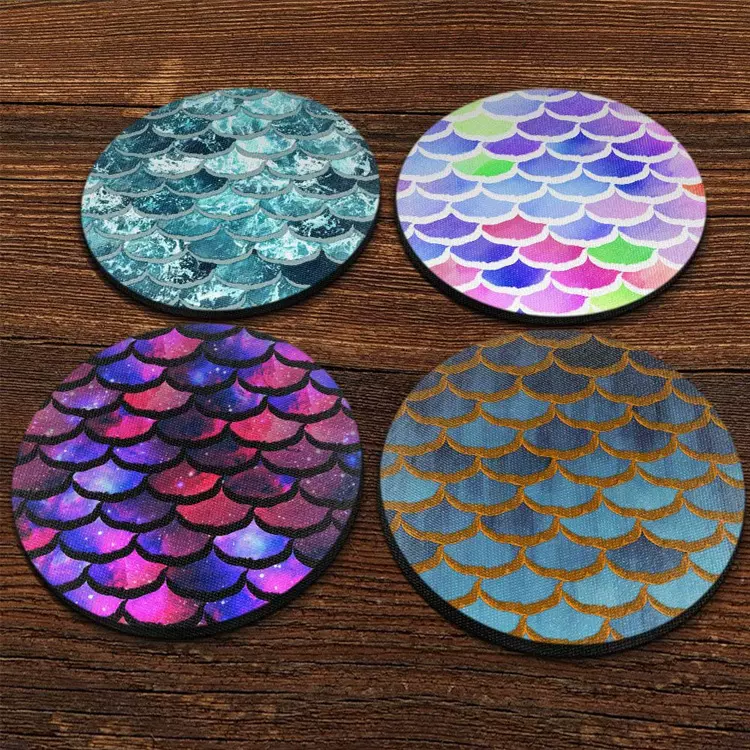 批发潜水料汽车杯垫奶茶饮料防滑热转印创意咖啡杯茶杯杯垫餐具