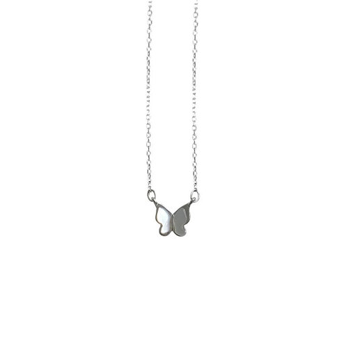 Ganjia S925 sterling silver white mother-of-pearl butterfly pendant necklace female trendy internet celebrity niche design choker clavicle chain