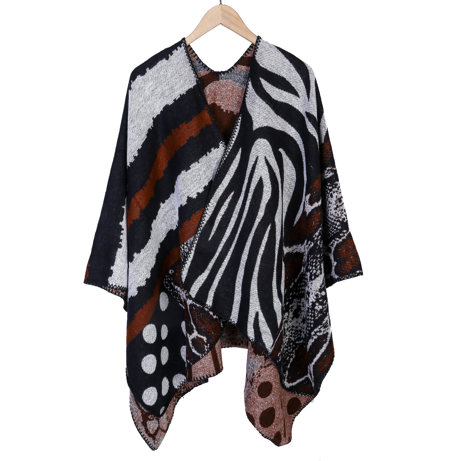2024 new outerwear autumn winter street fashion versatile irregular stripe pattern i mitation cashmere shawl_voghion.com