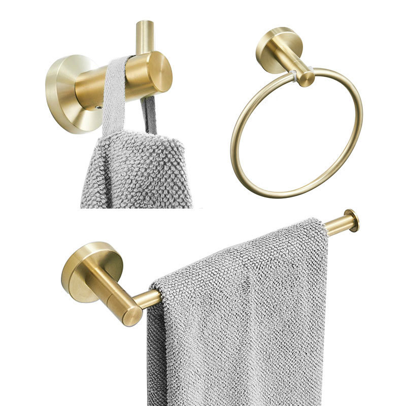 Golden Black Towel Rack Three-piece Towel Ring Stainless Steel Bathroom Toilet Rack Bathroom Towel Bar