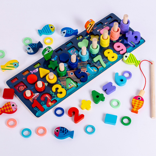 Creative young children's large magnetic fishing logarithm board alphanumeric puzzle matching board early education educational toys