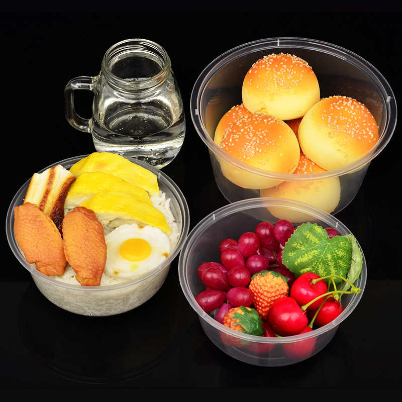 Caja de comidas desechable caja de comida rápida redonda caja de embalaje transparente caja de plástico transparente gruesa para llevar