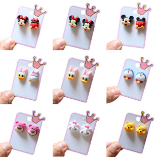 Factory Direct Japanese and Korean new girl cute MQ Duck cartoon animal children baby ear clip earrings female