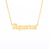 Zodiac signs, retro necklace stainless steel, pendant with letters, Aliexpress, English letters