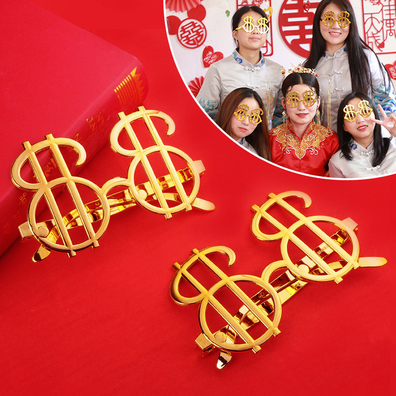 Wholesale wedding supplies photo props trick groom pick-up greeting game props sisters group funny money glasses