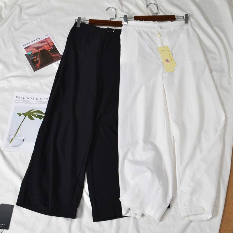 2020 Новые женские широкие брюки больших размеров для полных девочек, летние хлопковые и льняные брюки с широкими штанинами, 200 кг, свободные дышащие повседневные брюки для полных сестер