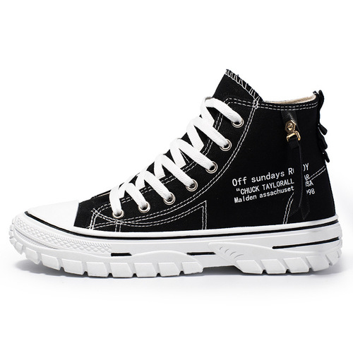 2024 spring new Korean style breathable high-top men's canvas shoes, trendy casual sneakers, versatile student shoes