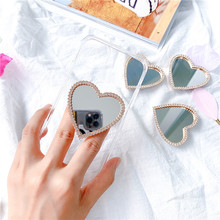ins风可爱韩系 少女爱心水钻镜子手机壳气囊支架适用于苹果华为等