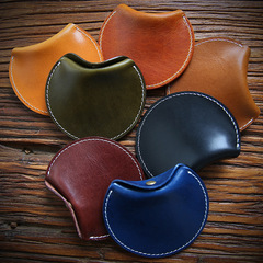 Handmade Retro Vegetable Tanned Full Grain Leather Men Women Mini Wallet Ultra Thin Genuine Leather Coin Purse Short Wallet Trendy