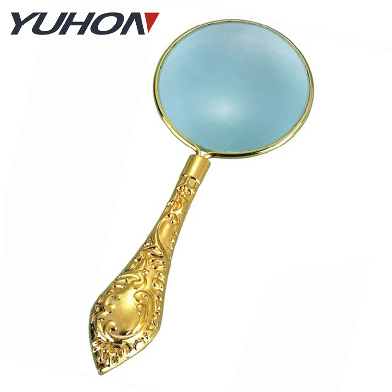 Ручная портативная 5x45 мм позолоченная/серебряная полностью Металлическая лупа для чтения портативная стеклянная линза