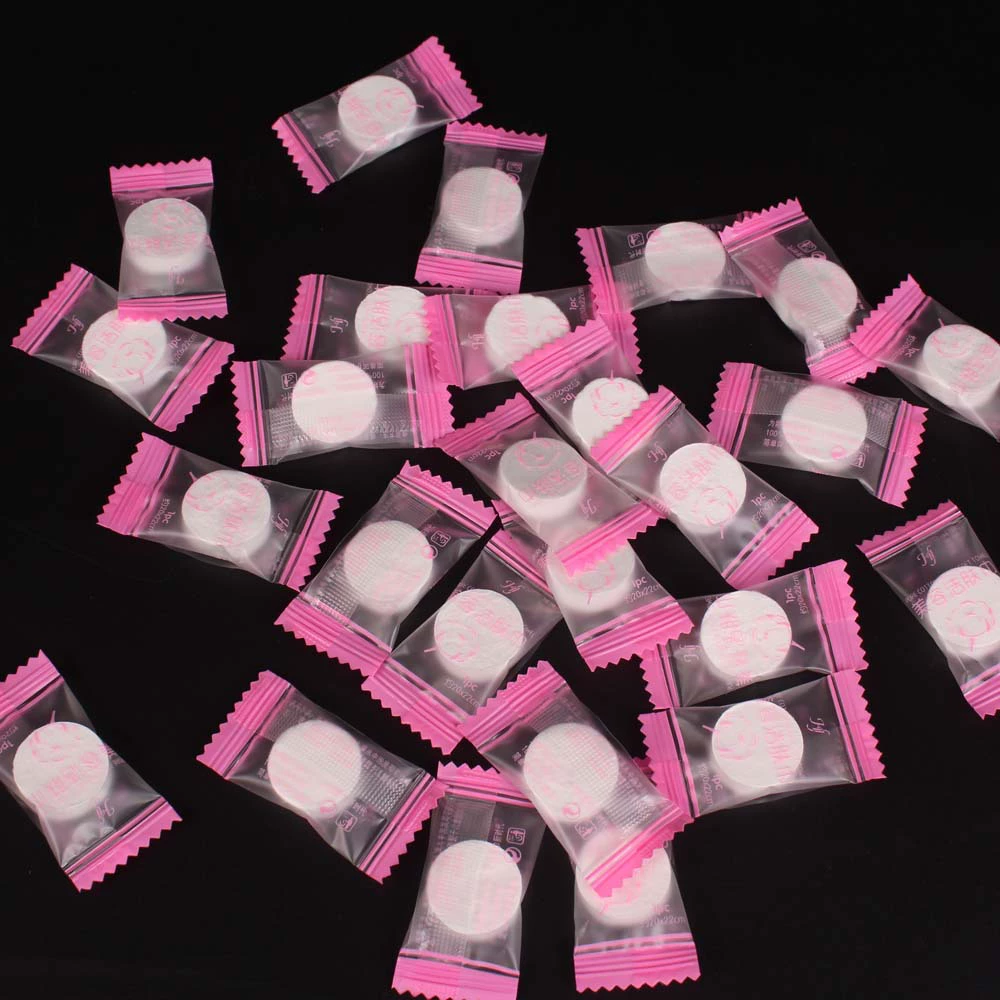 Одноразовое сжатое полотенце, независимая упаковка, очищающее полотенце, конфеты из чистого хлопка, портативное сжатое полотенце для лица, предметы первой необходимости